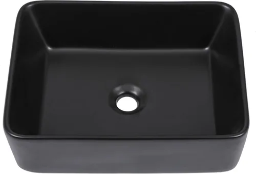 Vista 2 de Dcolora Lavabo de Recipiente Negro Rectangular de 40,6 x 30,5 cm Negro Mate Lavabo de Baño Rectangular sobre Encimera Cerámica Porcelana Lavadero