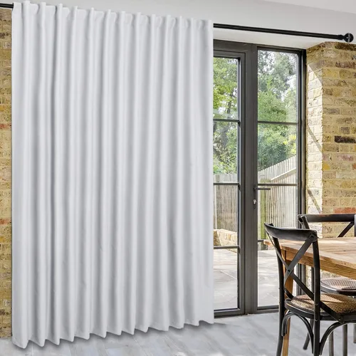 Vista 40 de DWCN Cortina opaca divisora de privacidad para puerta corrediza de patio, cortinas térmicas extra anchas con pestaña trasera y bolsillo para barra