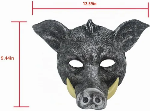 Vista 6 de 1 máscara de cerdo de jabalí de terror de Halloween para Halloween, Navidad, mascarada, carnaval, disfraces, fiesta, accesorios Negro