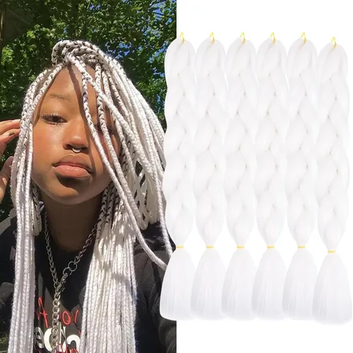 Vista 34 de Beige (613#) 6 paquetes de cabello trenzado de 24 pulgadas, de fibra sintética, sin picazón, extensiones de cabello para trenzar jumbo, textura