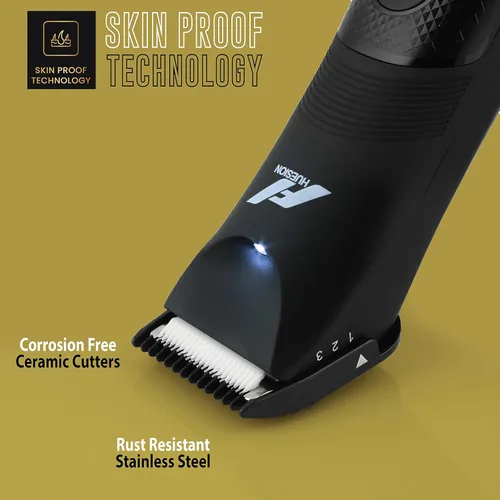 Vista 4 de Fhuesion® Manscape - Recortadora de bolas impermeable IPX7 con luz y hoja de cerámica, peluquería corporal para peluquería corporal para peluquería