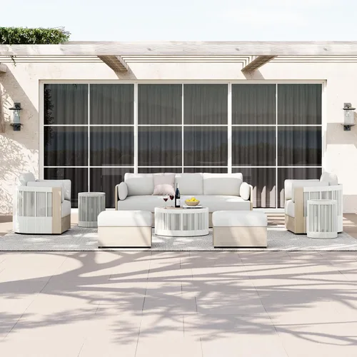 Vista 2 de CHITA Sofá de 3 plazas para patio al aire libre con marco de madera