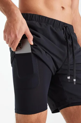 Vista 20 de Fabletics The One - Pantalón corto para hombre (forro), entrenamiento, natación, ligero, de secado rápido, bolsillo con cremallera, tejido elástico