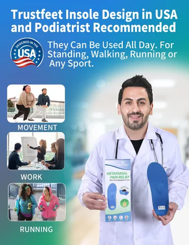 Vista 4 de Trustfeet - Plantillas de apoyo pesado para aliviar el dolor metatarsal, plantillas ortopédicas para metatarsalgia, neuroma de Morton, dolor