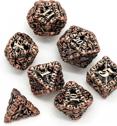 Vista 3 de UDIXI Juego de dados de metal DND: dados de metal D&D huecos de calavera, juego de dados poliédricos para Calabozos y Dragones Pathfinder