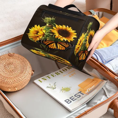Vista 7 de cfpolar Animal Fox Flores Colgantes Neceser de Viaje Neceser Organizador de Maquillaje Bolsa de Almacenamiento de Cosméticos Baño Bolsa