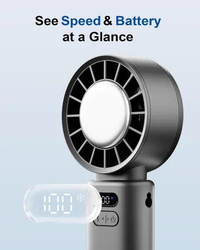 Vista 7 de SOTHING Ventilador turbo portátil de mano con placa de enfriamiento de hielo, 100 velocidades, tiempo de funcionamiento de 15 horas, mini ventilador