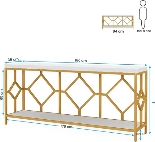 Vista 2 de Tribesigns Mesa de sofá extra larga de 71 pulgadas, mesas de consola de sofá largas estrechas detrás de la mesa del sofá con estante