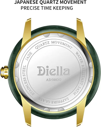 Vista 3 de Diella Luxury Dress Watches for Men with Japanese Quartz Movement, Men's Classic Wrist Watches with Black Leather Band, Dark Jade, Gold and Steel