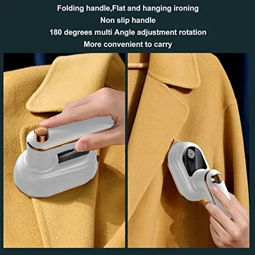 Vista 2 de Mini máquina de planchar de viaje, ropa de mano giratoria de 180 ° para ropa, ropa de hierro, termostato de mango plegable para ropa