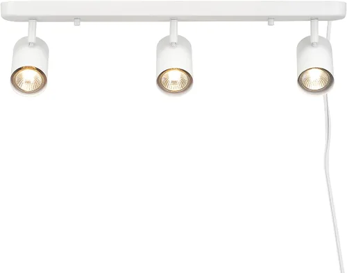 Vista 2 de GLOBE Electric 60024 Iluminación de riel de 3 luces con enchufe, cabezales ajustables, acabado blanco mate, 22 pulgadas, base GU10, cable de 15 pies