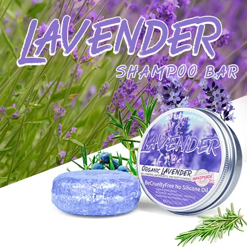 Vista 7 de Barra de champú de lavanda para el cabello, jabón de champú de lavanda, limpieza profunda para prevenir la pérdida de cabello, barra de champú
