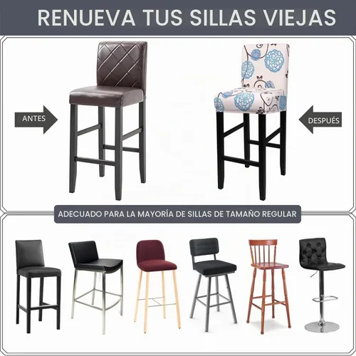 Vista 6 de SearchI Juego de 2 fundas para taburetes de bar, fundas de asiento de taburete elásticas y lavables, fundas para sillas de altura de mostrador