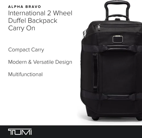 Vista 2 de TUMI - Mochila de viaje Alpha Bravo International con 2 ruedas - Bolsa de viaje compacta ajustable - 21.8" X 14.0" X 9.0", Negro -, Talla única