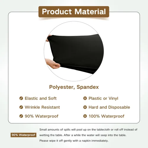 Vista 5 de Mantel de mesa rectangular de 4 pies con ajuste elástico, mantel de elastano elástico de 4 pies para mesas de comedor, para interiores y exteriores