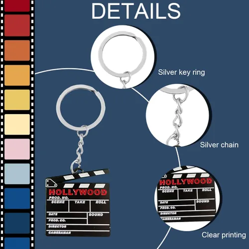 Vista 4 de Sunwel Fashion Paquete de 2 llaveros de Hollywood con diseño de película cortada para escena de acción y tablilla para mujeres y hombres, Negro