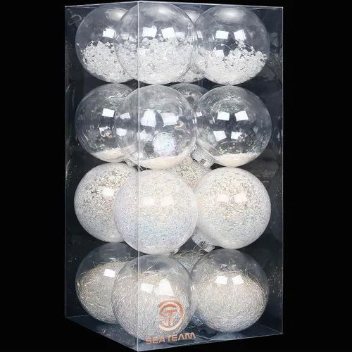Vista 33 de Sea Team Juego de bolas de Navidad de plástico transparente, inastillables, varios tamaños, bolas decorativas de Navidad con decoraciones delicadas