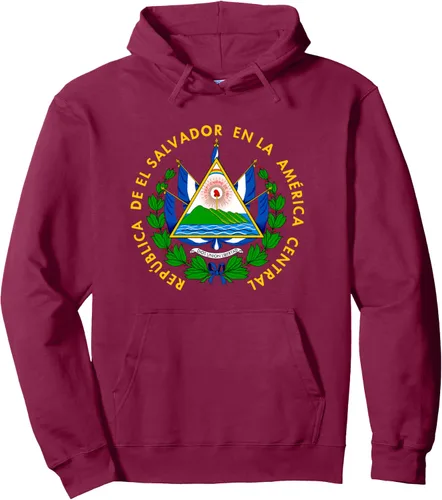 Vista 9 de Sudadera con capucha con diseño de emblema de la bandera de El Salvador