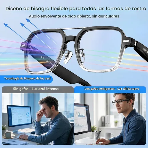 Vista 4 de Gafas inteligentes de aviador para hombres y mujeres, gafas Negro gradiente
