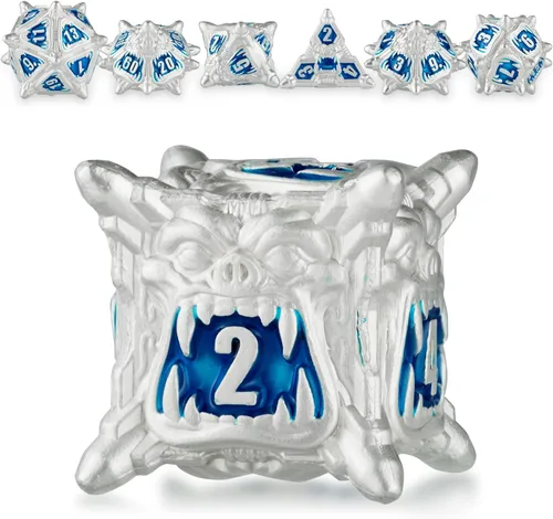 Vista 11 de Surpass DND Juego de Dados de Metal Ojo de Dragón Juego de Dados Poliédricos para Juegos de Rol con Caja D20 D12 D10 D% D8 D6 D4 para Pathfinder MTG