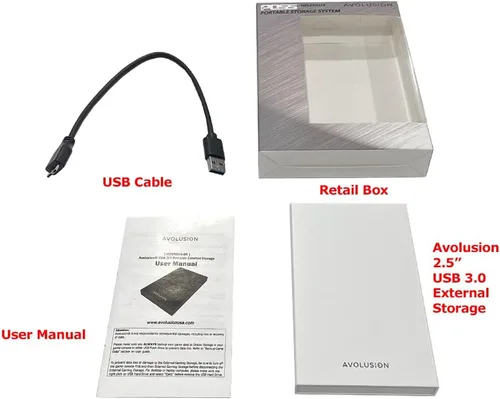 Vista 6 de Avolusion HD250U3-WH 1TB USB 3.0 Disco Duro Externo Portátil para Juegos (para Xbox Series X S, Pre-Formateado)