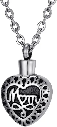 Vista 18 de Collar de urna conmemorativa de acero inoxidable para cenizas con texto en inglés "Dad in Heart", Acero inoxidable