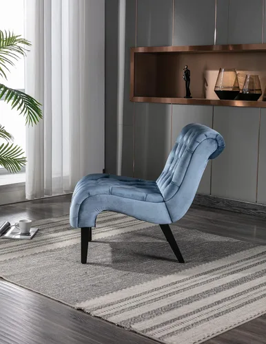 Vista 3 de Silla decorativa cómoda para sala de estar, sala de estar, dormitorio, decoración de oficina, sillón copetudo de terciopelo, silla de barril