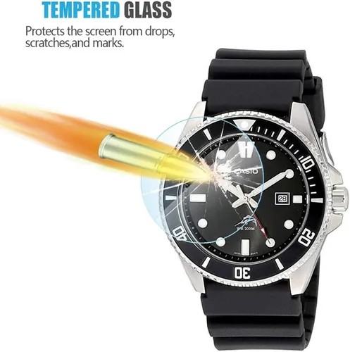 Vista 3 de MDV106-1A - Protector de pantalla de vidrio templado para Casio MDV106-1A (paquete de 4) [0.012 in 2.5D High Definition 9H] Premium Clear Protector