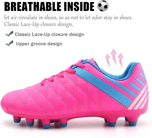 Vista 4 de brooman Zapatos deportivos de fútbol para niños y niñas, zapatos de fútbol para exteriores