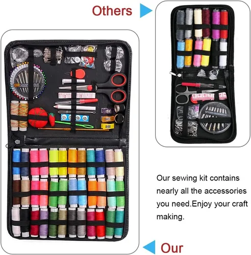 Vista 4 de Kit de máquina de coser de alta calidad, 183 piezas, 38 carretes de hilo XL, kits de costura grandes para adultos, estudiantes universitarios