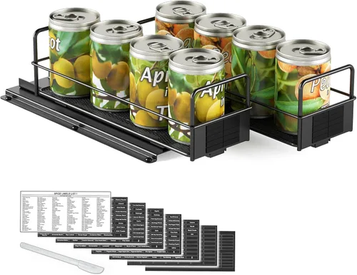 Vista 7 de SpaceAid Organizador de especias extraíble para gabinete, organizador de condimentos deslizante y resistente para armarios de cocina, organizador