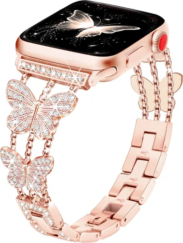 Vista 13 de Banda Mariposa Compatible con Correas de Apple Watch de 40mm 41mm 42mm (S11/10) 38mm iWatch SE Series 11 10 9 8 7 6 5 4 3, Correas delgadas