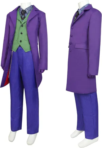 Vista 5 de Joker Costume for Kids Boys Teens Halloween Clown Cosplay Costume Deluxe Suit Coat Shirt Jacket Tie Pants Men Outfit