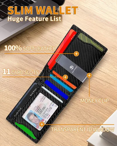 Vista 2 de VETENSO billetera para hombre, Negro carbón