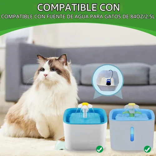 Vista 2 de Paquete de 8 esponjas de repuesto para fuente de agua automática para gatos de 84 oz/2.5 L