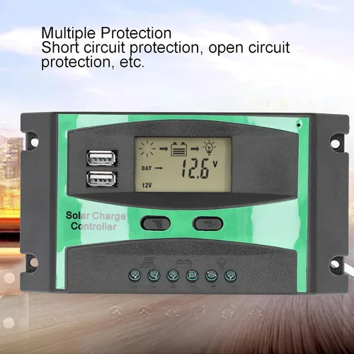 Vista 3 de Controlador de carga solar de 30 amperios, controladores de carga para paneles solares, descarga fotovoltaica, regulador de control PWM