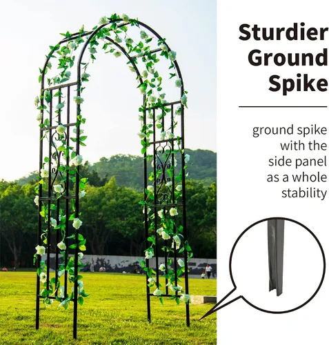 Vista 2 de Cenador de pérgola de metal, 100 pulgadas de alto x 45 pulgadas de ancho, arco de jardín para ceremonia de boda, fiesta, plantas de hierro curvado