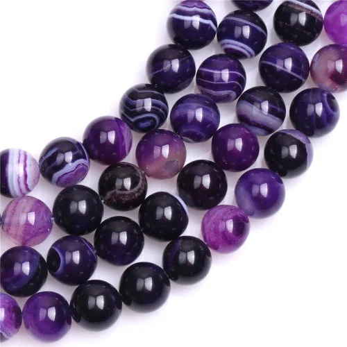 Vista 2 de Cuentas sueltas, gemas de ágata redondas facetadas naturales para realizar joyería a mano en grandes cantidades, bricolaje. Una tira: 15 pulgadas