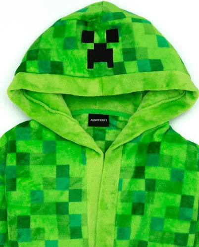 Vista 4 de Minecraft Albornoz Pixelated Creeper Gamer Regalo Niños Albornoz