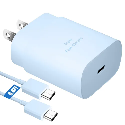 Vista 18 de Kit de cargador súper rápido tipo C, bloque de cargador de teléfono Android PD de 25 W PD USB C y cable de carga C de 5 pies, cable de carga rápida