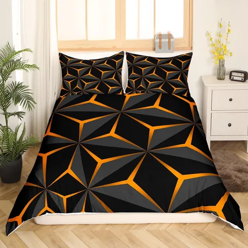 Vista 45 de Funda de edredón de panal para niños, hombres y niñas, juego de ropa de cama moderno con temática geométrica hexagonal, diseño de cuadrícula