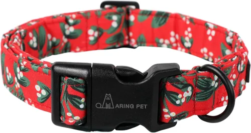 Vista 21 de ARING PET Collar de Navidad para perro, lindo collar de copos de nieve populares rojo y verde con hebilla de liberación rápida para cachorros