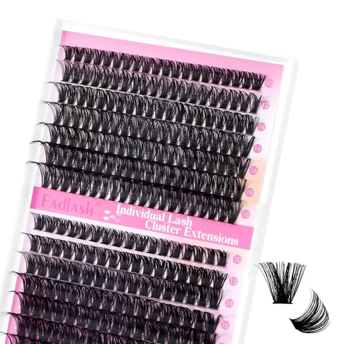 Vista 18 de Extensiones de pestañas individuales de 120 unidades, racimos de pestañas con rizado D, bandeja de longitud mixta, extensiones de pestañas