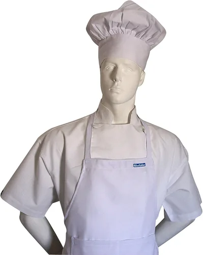 Vista 3 de Conjunto de chef chefskin los niños blancos delantal y sombrero pequeño, Blanco