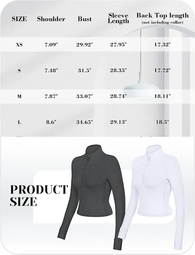 Vista 5 de Neer Paquete de 2 chaquetas de manga larga para mujer, con cremallera de 12, ombligueras de yoga, ajustadas, para correr, con agujeros para el pulgar