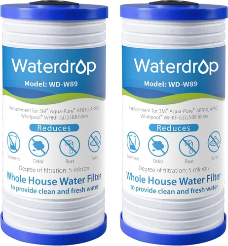 Vista 10 de Waterdrop AP810 - Filtro de agua de repuesto para toda la casa para 3M® Aqua-Pure AP810, AP801, AP811, Whirlpool® WHKF-GD25BB, WHKF-DWHBB, 10 x 4.5