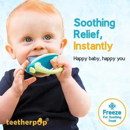 Vista 2 de Teetherpop Mordedor de silicona rellenable para bebés – Moldes de paletas de leche materna para la dentición con ranuras antiderrame – Mordedores
