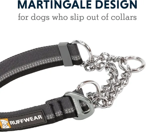 Vista 4 de Ruffwear, Collar de perro de reacción en cadena, collar reflectante ajustable a prueba de escapes con cadena de acero inoxidable, control de Gris