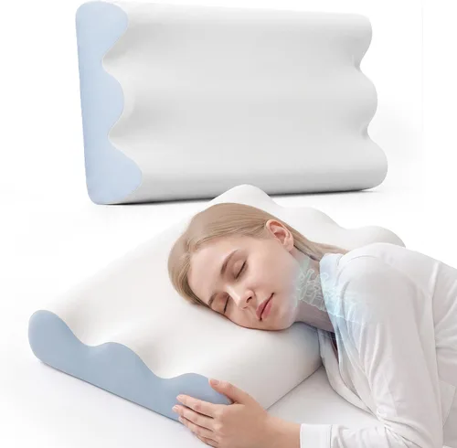 Vista 14 de NEWBULIG Soporte para el cuello con almohada cervical de espuma Soporte ergonómico para dormir lateral/espalda/estómago, alivia el cuello y los gris