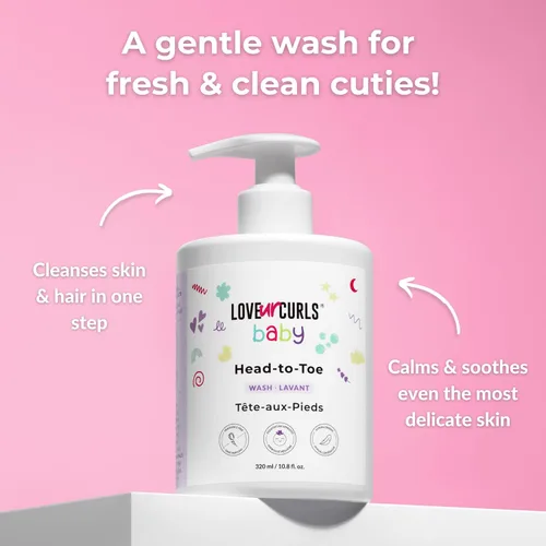 Vista 2 de Love Ur Curls - LUCK Baby Head to Toe Wash, suave y sin desgarros, aprobado por pediatra, gel de baño y champú suave sin fragancia ultra suave, todo